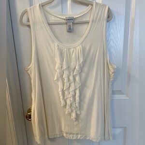 Chico’s Sheer Lined Ruffle Front Shell Top Sz 3 (16)